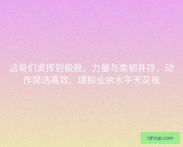 这哥们发挥到极致，力量与柔韧并存，动作简洁高效，堪称业余水平天花板
